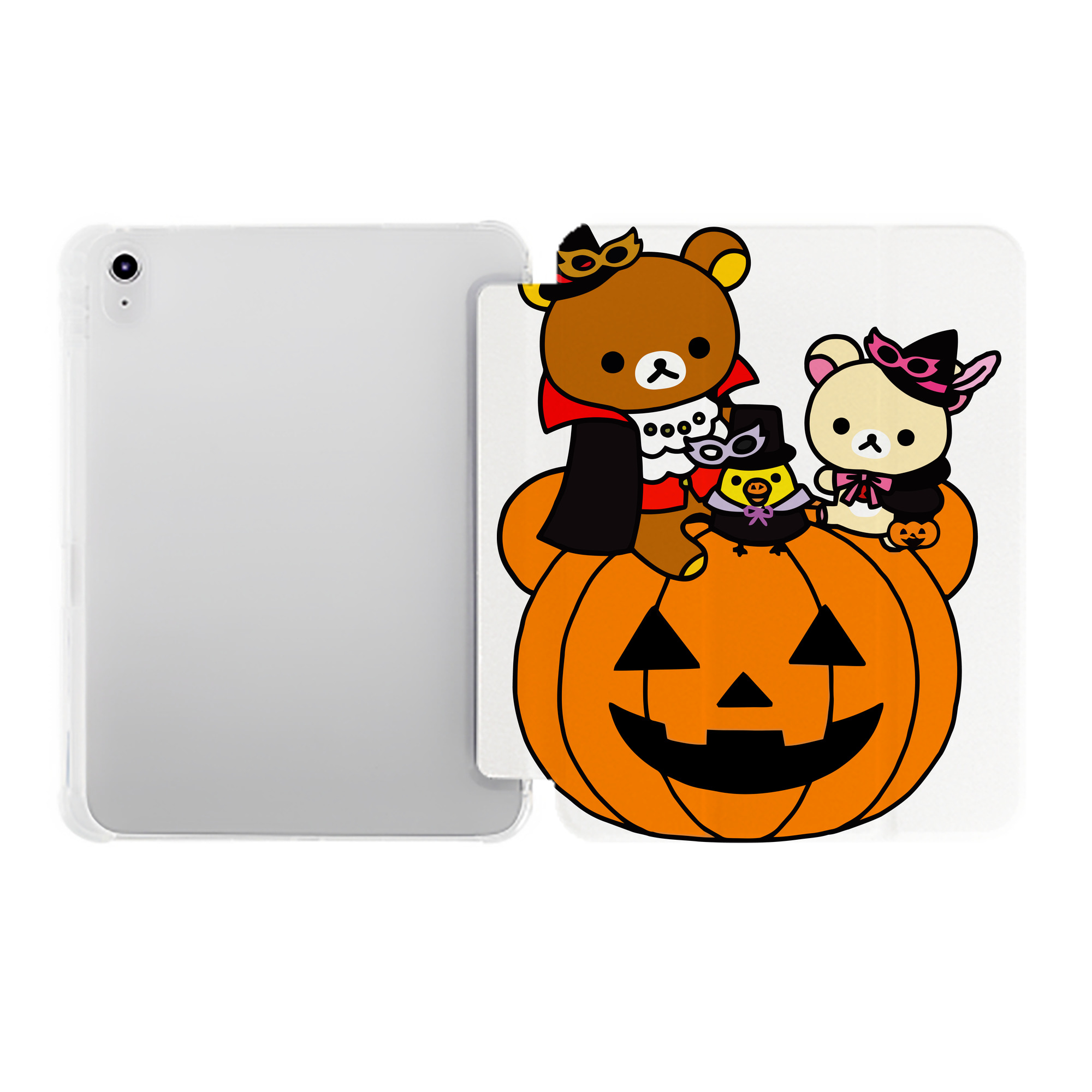 （画像用） リラックマ リラックマ キイロイトリ Rilakkuma Korilakkuma Kiiroitori IPad ケース ペン収納付き 三つ折りスタンド PUレザー×シリコン 対応機種9.5/10.5/10.9インチ